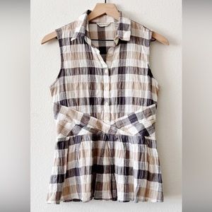 Anthropologie 11 1 Tylho checkered plaid sleeveless top. EUC. Sz S